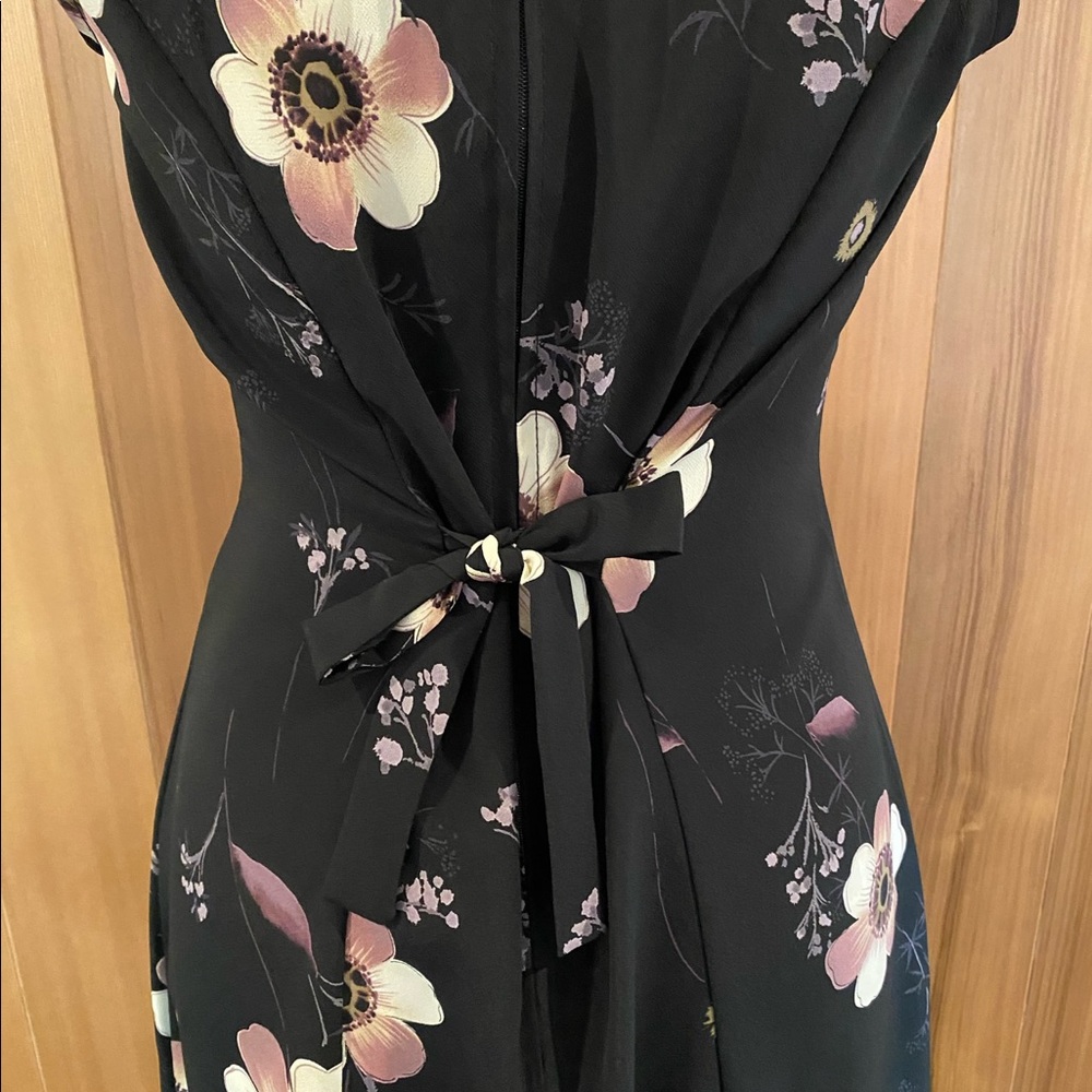 Floral black maxi/midi dress with slit - Picture 5 of 9